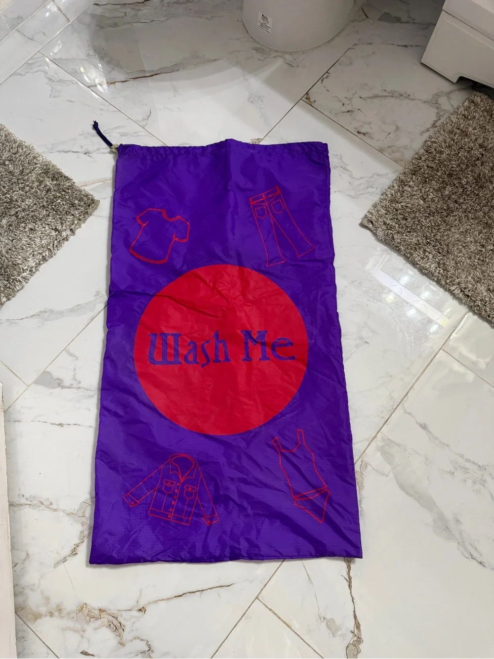 Brand new purple Nylon Laundry bag 34x20 “ WASH ME “ Great for college by Claire